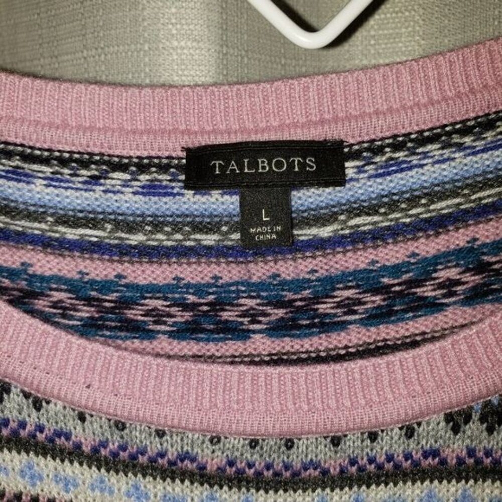 Talbots Lambswool Blend Patterned Sweater Size Large - Picture 3 of 6